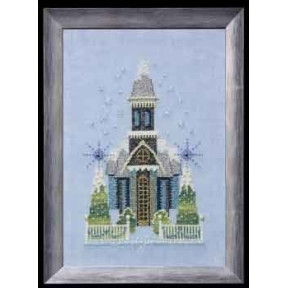 Маленькая заснеженая голубая церковь Схема для вышивания крестом Nora Corbett NC158