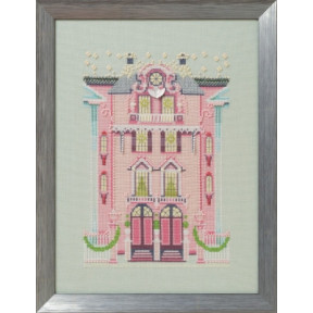 Розовый эдвардианский дом Схема для вышивания крестом Nora