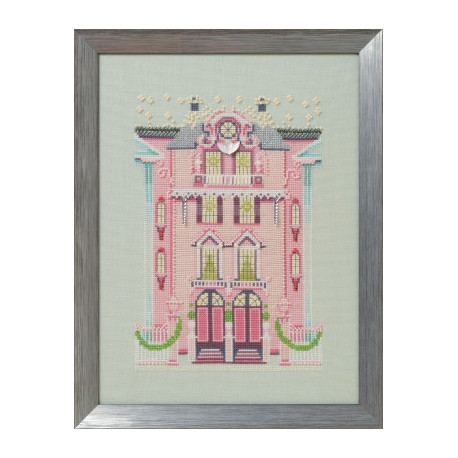 Розовый эдвардианский дом Схема для вышивания крестом Nora