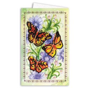 Три метелика Набір для вишивки бісером "Листівка-конверт" Абрис Арт AOM-008