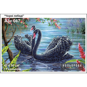 Черные лебеди Схема для вышивания бисером ТМ КОЛЬОРОВА А3+ 067