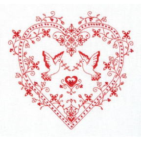 Набор для вышивки крестом Panna СО-1403 Сердце с голубями