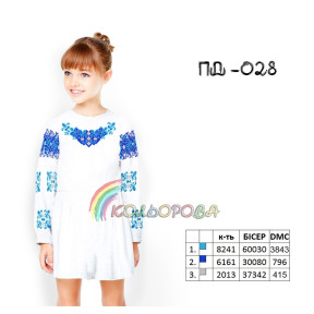 Заготовка под вышивку детского платья с рукавами (5-10 лет) ТМ КОЛЬОРОВА ПД-028