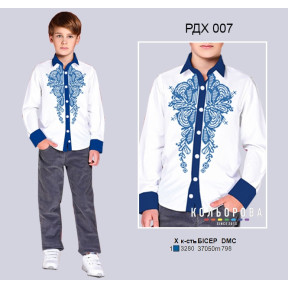 Заготовка под вышивку комбинированной рубашки для мальчика (5-10 лет) ТМ КОЛЬОРОВА РДХ-007