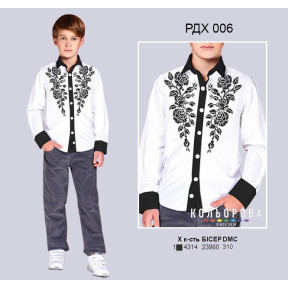 Заготовка под вышивку комбинированной рубашки для мальчика (5-10 лет) ТМ КОЛЬОРОВА РДХ-006