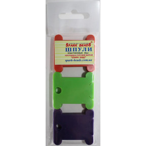 Шпулі (бобіни) пластикові для муліне мікс з 3 кольорів (помаранчевий, салатовий, фіолетовий) БП2М
