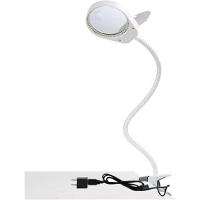 Лампа-лупа з гнучким тримачем, затискачем та підсвічуванням (в розетку) PD-5Sw