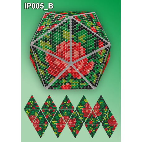 Букет из роз на черном 3d Новогодний шар Набор для выкладки пластиковыми алмазиками Вдохновение IP005_B