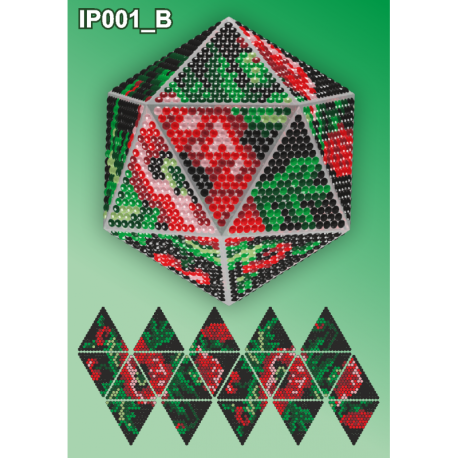 Маки на черном 3d Новогодний шар Набор для выкладки пластиковыми алмазиками Вдохновение IP001_B