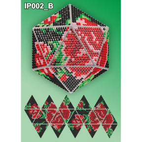 Розы на черном 3d Новогодний шар Набор для выкладки пластиковыми алмазиками Вдохновение IP002_B