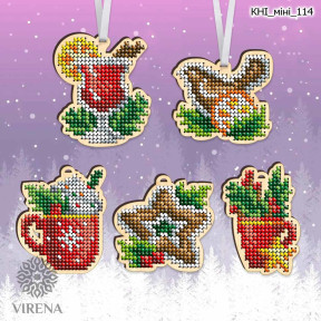 Комплект новорічних іграшок Вишивка по дереву Virena КНІ_МІНІ_114