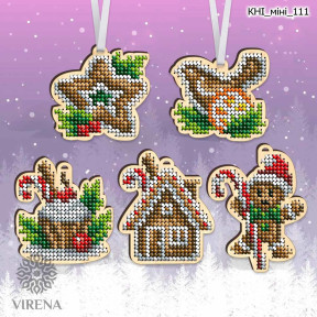 Комплект новорічних іграшок Вишивка по дереву Virena КНІ_МІНІ_111