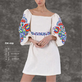 Заготовка для женского платья с рукавами для вышивки ТМ КОЛЬОРОВА ПЖ-029