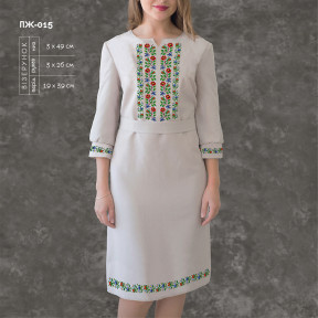 Заготовка для женского платья с рукавами для вышивки ТМ КОЛЬОРОВА ПЖ-015