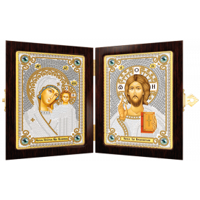 Набор с рамкой-складнем для вышивания бисером Нова Слобода СМ7000 Богородица Казанская и Христос Спаситель