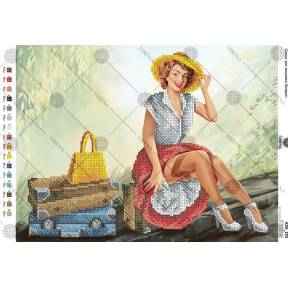 Девушка с чемоданами Схема для вышивки бисером Virena А3Н_133