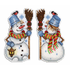 Снеговик Набор для вышивания крестиком новогодней игрушки