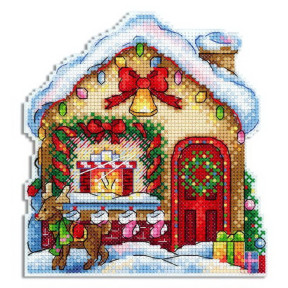 Рождественский домик Набор для вышивания крестиком новогодней