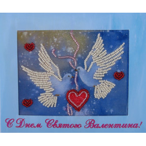 Набор для вышивания открытки бисером Butterfly 722 Голубки фото