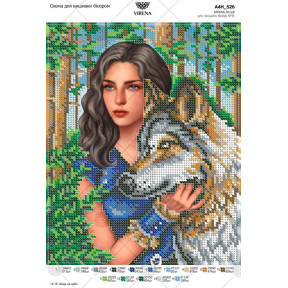 Девушка и волк Схема для вышивки бисером Virena А4Н_526