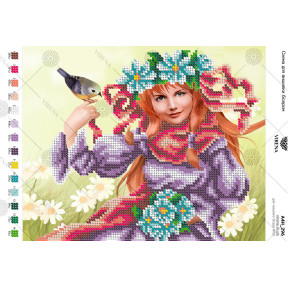 Девушка с цветами Схема для вышивки бисером Virena А4Н_296