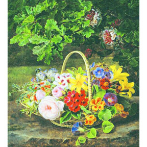 Корзинка с цветами Принт для художественной вышивки Alisena
