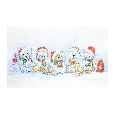 Різдвяні ведмедики Принт для художньої вишивки Alisena AL1051а