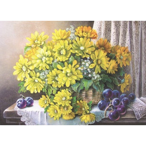 Кошик із жовтими квітами Принт для художньої вишивки Alisena AL1005а