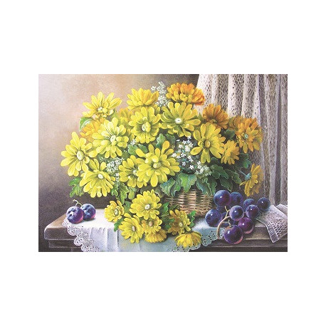 Кошик із жовтими квітами Принт для художньої вишивки Alisena
