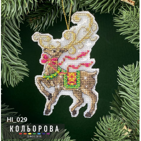 Новорічний олень Набір для вишивання новорічної іграшки ТМ КОЛЬОРОВА НІ_029