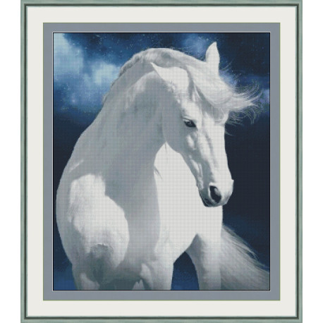 Белая лошадь Электронная схема для вышивания крестиком ТМ Инна Холодная КН-001ИХ