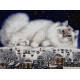 Зимний котик Электронная схема для вышивания крестиком СХ-47НО