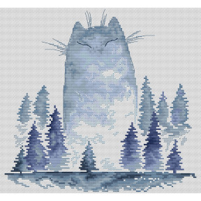 Котик в тумане Электронная схема для вышивания крестиком КБ-0125СХ