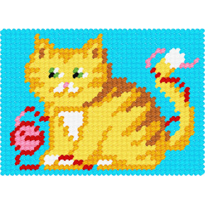 Рыжий кот с клубком Набор для вышивания с пряжей Bambini X-2110