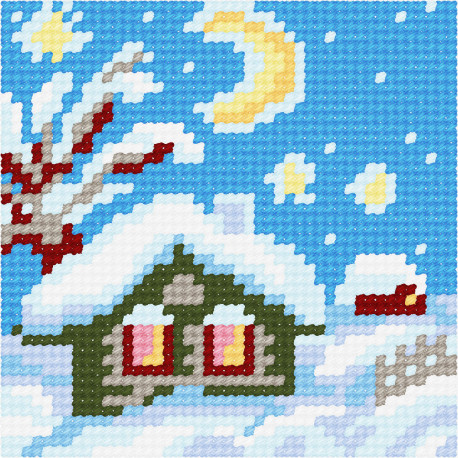 Зимова хатинка Набір для вишивання з пряжею Bambini X-2045