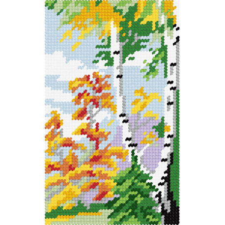 Пейзаж «Берёзовая осень» Набор для вышивания с пряжей Bambini X-2324