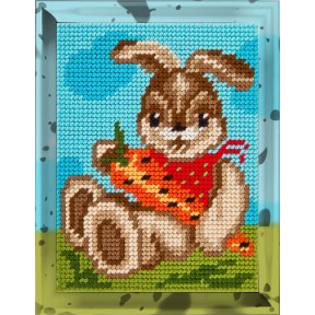 Заяц с морковкой Набор для вышивания с пряжей Bambini X-2224