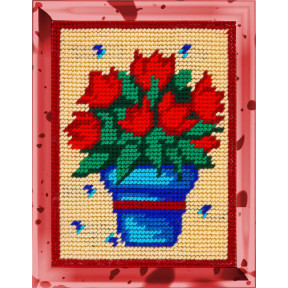 Червоні тюльпани Набір для вишивання з пряжею Bambini X-2243