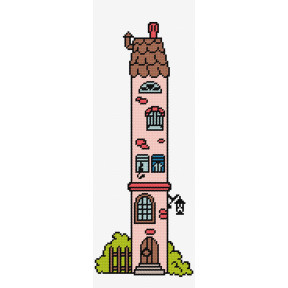 Рожевий будиночок Схема для вишивання хрестиком Чарівниця N-1605
