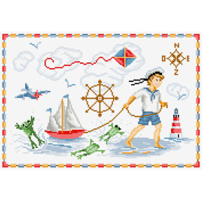 Мальчик с корабликом Набор для вышивания крестом Чарівниця N-3002