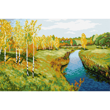 Пейзаж «Золотая осень», И. Левитан Набор для вышивания крестом Чарівниця N-4008