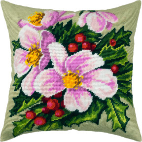 Рождественские цветы Набор для вышивания подушки Чарівниця V-341