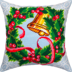 Рождественский венок Набор для вышивания подушки Чарівниця V-422