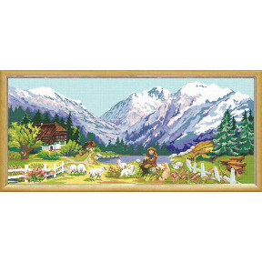 Пейзаж «Синие горы» Канва с нанесенным рисунком с мулине Чарівниця BS-27