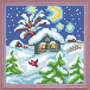 Зимовий будиночок Канва з нанесеним малюнком Чарівниця A-14