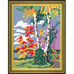 Пейзаж «Берёзовая осень» Канва с нанесенным рисунком Чарівниця D-06
