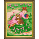 С котиком на лужайке Канва с нанесенным рисунком Чарівниця D-11