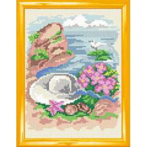 Натюрморт «Шляпка на морском берегу» Канва с нанесенным рисунком Чарівниця H-19