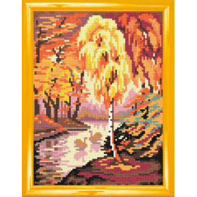 Пейзаж «Золотая осень» Канва с нанесенным рисунком Чарівниця H-32