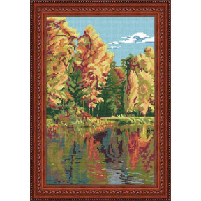 Пейзаж «Золотая осень» Канва с нанесенным рисунком Чарівниця S-21